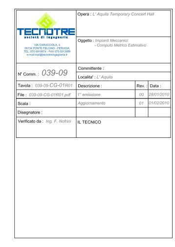 Impianti meccanici: Computo Metrico Estimativo - Dipartimento della ...