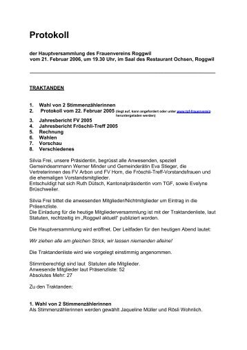 Protokoll - TGF GemeinnÃ¼tziger Frauenverein Kanton Thurgau
