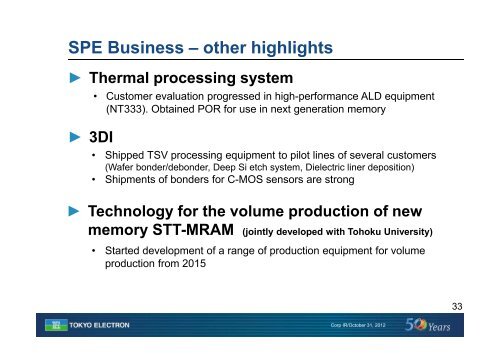 Presentations ( 1.2MB) - Tokyo Electron Limited (TEL)