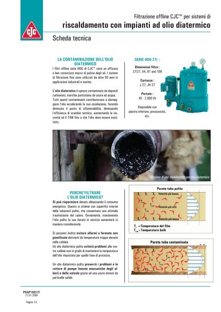 Filtrazione offline CJC per olio diatermico, HTO HDU 27/- - Cjc.dk