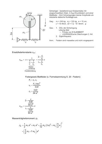 Ersatzfederkonstante cers: MassentrÃ¤gheitsmoment JB: - Georgi-dd.de