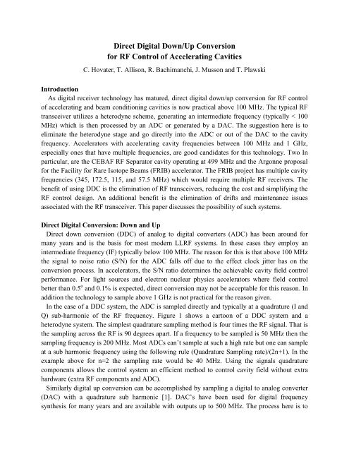 Direct Digital Down/Up Conversion for RF Control of Accelerating ...