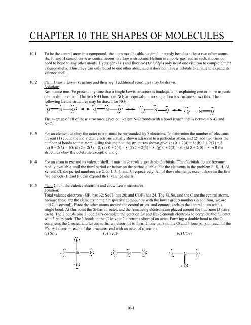 Chapter 10 The Shapes Of Molecules Schoolnotes Chapter 10 The Shapes Of Molecules Schoolnotes