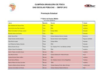 PremiaÃ§Ã£o Estadual - OBF Ba