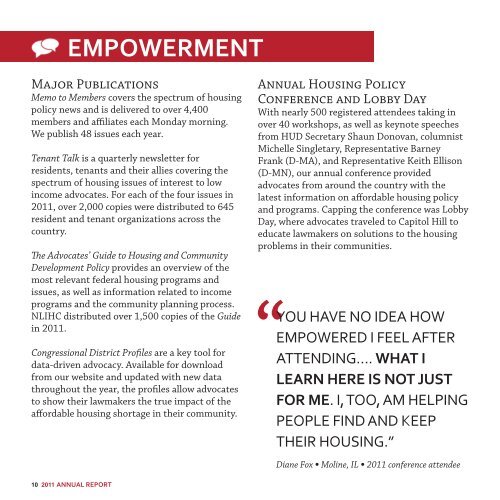 2011 ANNUAL REPORT - National Low Income Housing Coalition