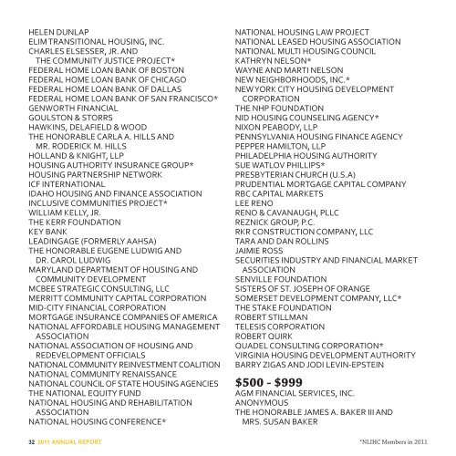 2011 ANNUAL REPORT - National Low Income Housing Coalition