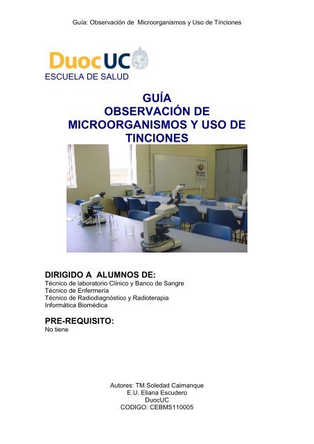 GUÃA OBSERVACIÃN DE MICROORGANISMOS Y USO ... - Biblioteca