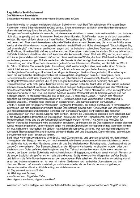 Die WÃ¶lfe von Zavelstein (Adobe PDF, 66 KB) - Hermann Hesse Portal