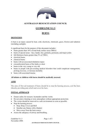 Guideline 9.1.3 Burns - Australian Resuscitation Council