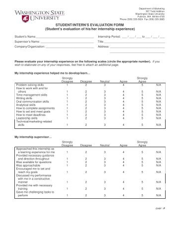 Student Evaluation of Internship Experience