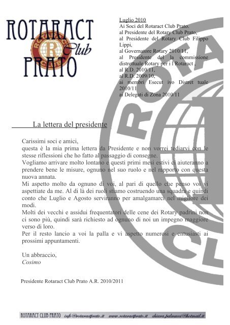 Lettera passaggio di consegne