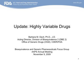 Highly variable drugs update - AAPS