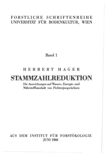 FORSTLICHE SCHRIFTENREIHE UNIVERSITÃT FÃR ...