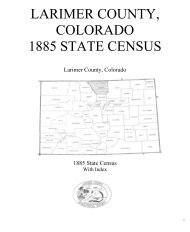 1885 Colorado State Census - Larimer County Genealogical Society