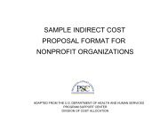 sample indirect cost proposal format for nonprofit organizations