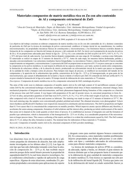 Materiales compuestos de matriz metálica rica en Zn con ... - E-journal