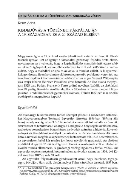 Reho Anna: Kisdedóvás a történeti Kárpátalján a 19. században és ...