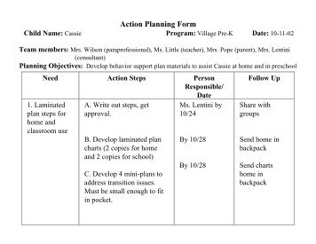 Sample action planning form