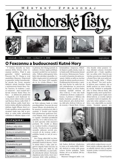 O Foxconnu a budoucnosti KutnÃ© Hory - KutnÃ¡ Hora