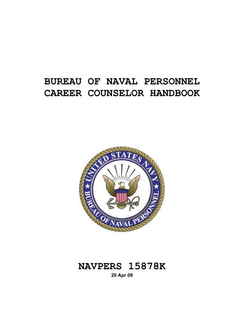 NAVPERS 15878K, Career Counselor Handbook