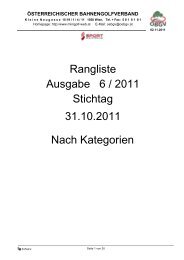 Rangliste 6 / 2011 Kategorie - des BGC Wien