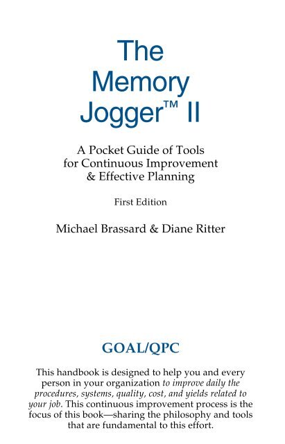 View a Sample of The Memory Jogger II - Goal - QPC