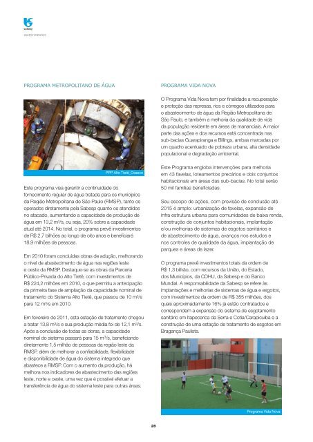 RelatÃ³rio de Sustentabilidade 2010 - versÃ£o portuguÃªs (pdf) - Sabesp