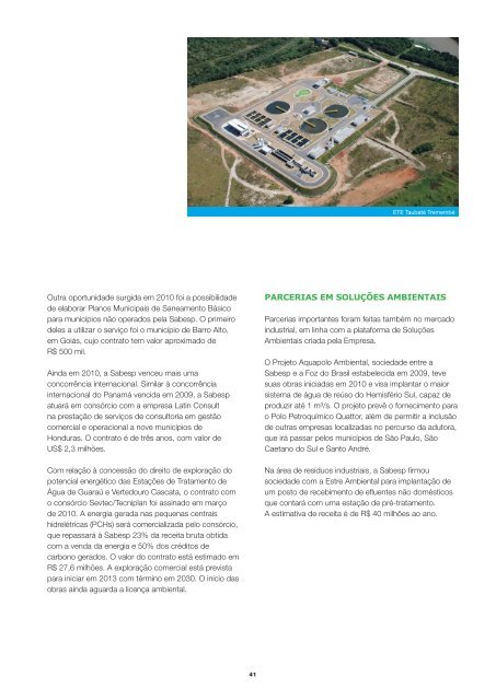 RelatÃ³rio de Sustentabilidade 2010 - versÃ£o portuguÃªs (pdf) - Sabesp