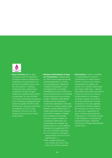 RelatÃ³rio de Sustentabilidade 2010 - versÃ£o portuguÃªs (pdf) - Sabesp