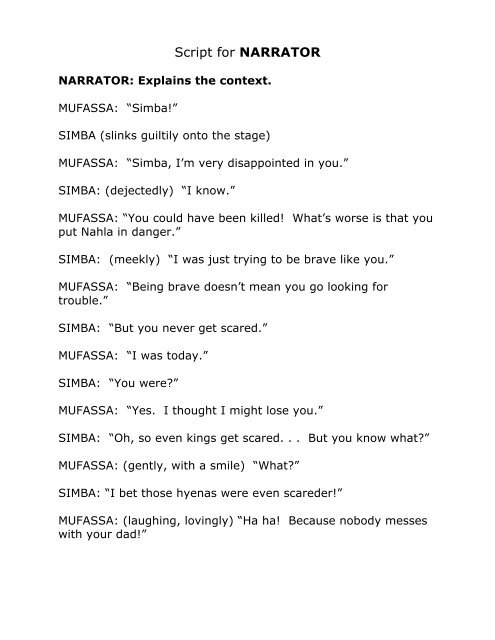 Script for NARRATOR - The Great Story