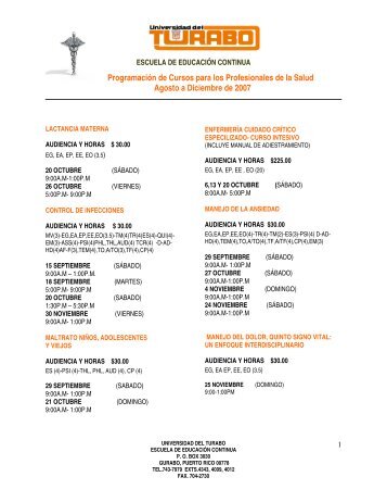 Programación de Cursos para los Profesionales de la Salud Agosto ...