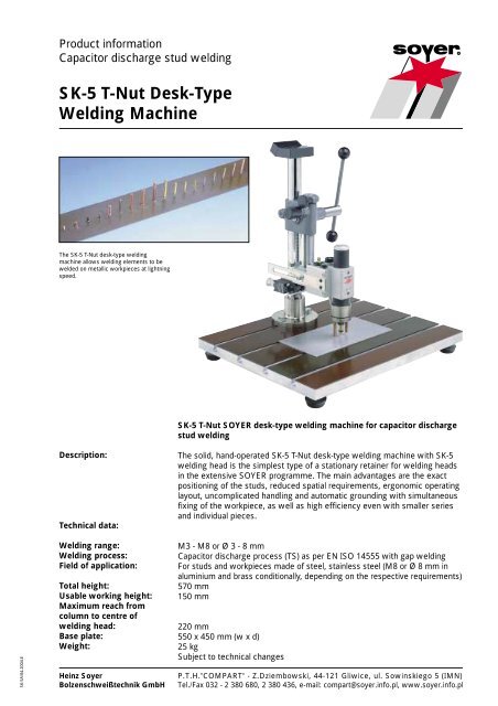 SK-5 T-Nut Desk-Type Welding Machine - Soyer