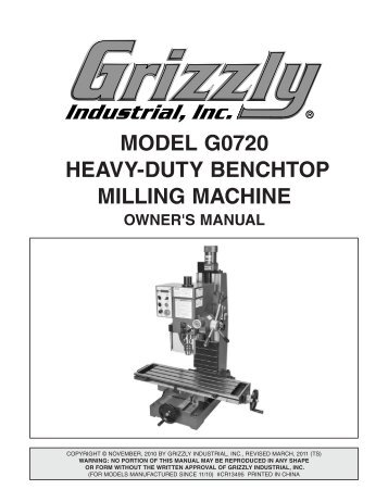 model g0720 heavy-duty benchtop milling machine - Grizzly.com