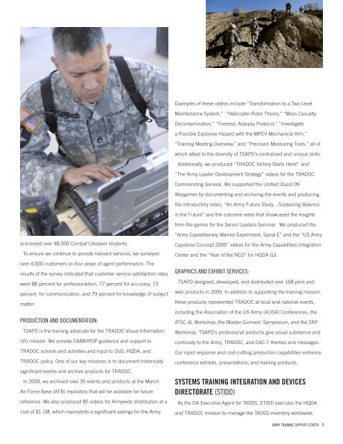 annual report 2008 annual report 2009 - U. S. Army Training ...
