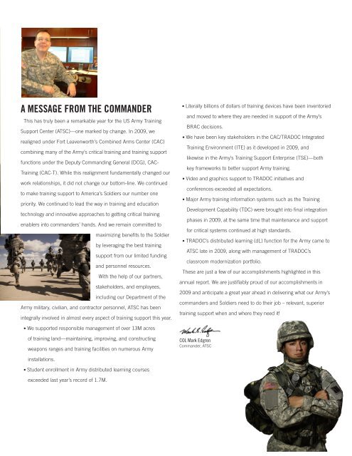 annual report 2008 annual report 2009 - U. S. Army Training ...