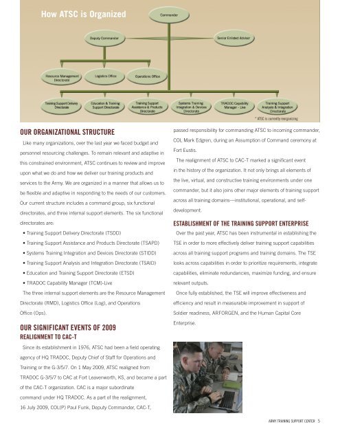 annual report 2008 annual report 2009 - U. S. Army Training ...