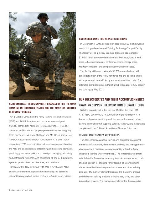 annual report 2008 annual report 2009 - U. S. Army Training ...