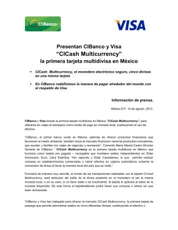 Presentan CIBanco y Visa la primera tarjeta multidivisa en ... - ComFin