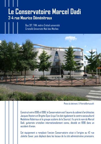 Le Conservatoire Marcel Dadi 2-4 rue Maurice DÃ©mÃ©nitroux - CrÃ©teil