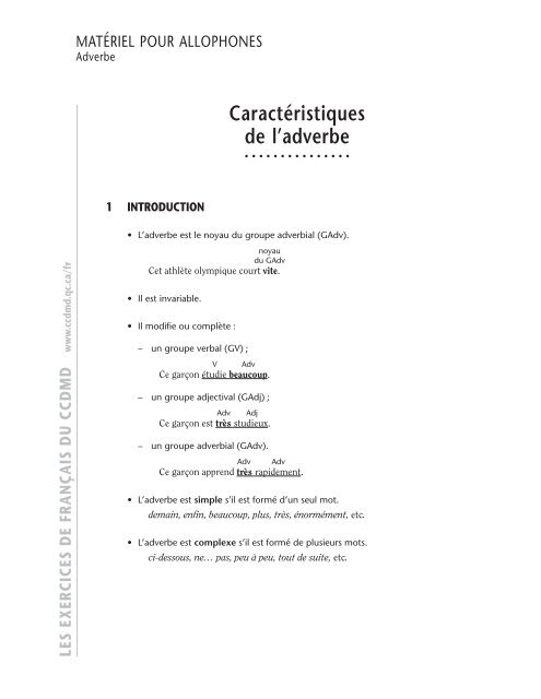 de l'adverbe - ccdmd