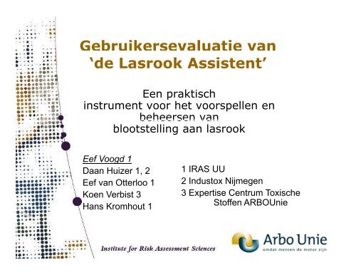 Gebruikersevaluatie van de 'LASROOK ASSISTENT': Een praktisch ...