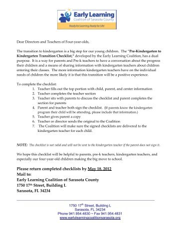 Kindergarten Transition cover letter 2012.pdf - Early Learning ...