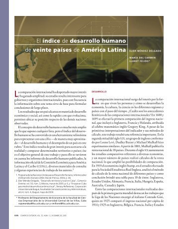 El índice de desarrollo humano de veinte países de América Latina