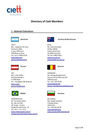 Directory of Ciett Members