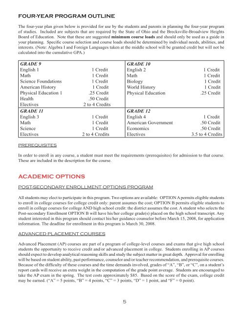 Options Book - Brecksville-Broadview Heights City Schools