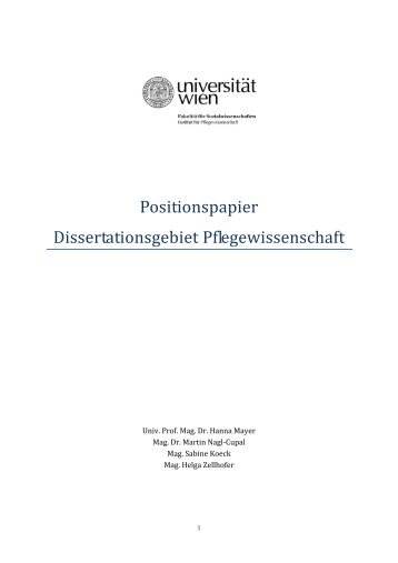 Positionspapier Dissertationsgebiet Pflegewissenschaft - Institut fÃ¼r ...