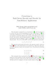 Corrections to Fault Secure Encoder and Decoder for NanoMemory ...