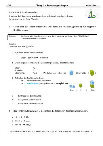 Reaktionsgleichungen 1 - Sonbart.eu