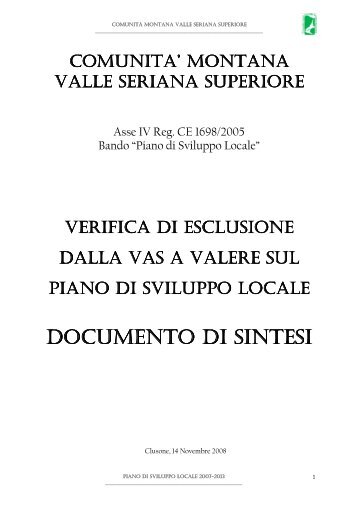 VAS C.M. Valle Seriana Superiore - ComunitÃ  Montana Valle Seriana