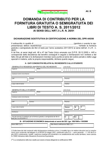 MODULO DOMANDA _Allegato B_ fornitura libri di testo 2011-12